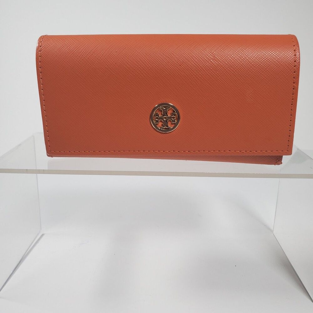 Tory Burch Sunglasses Case Orange One Size Magnetic Gold Logo With Pouch